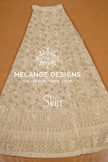 Georgette Embroidery Semi Stitched Lehenga Set Ivory