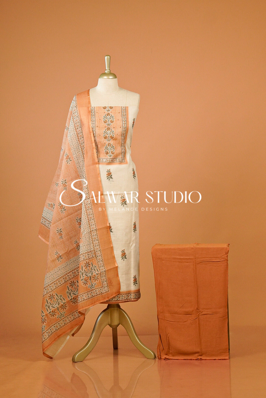 Linen Embroidery Unstitched Salwar Suit Dress Material Front View