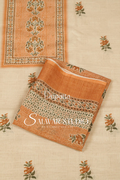 Linen Embroidery Unstitched Salwar Suit Dress Material Dupatta