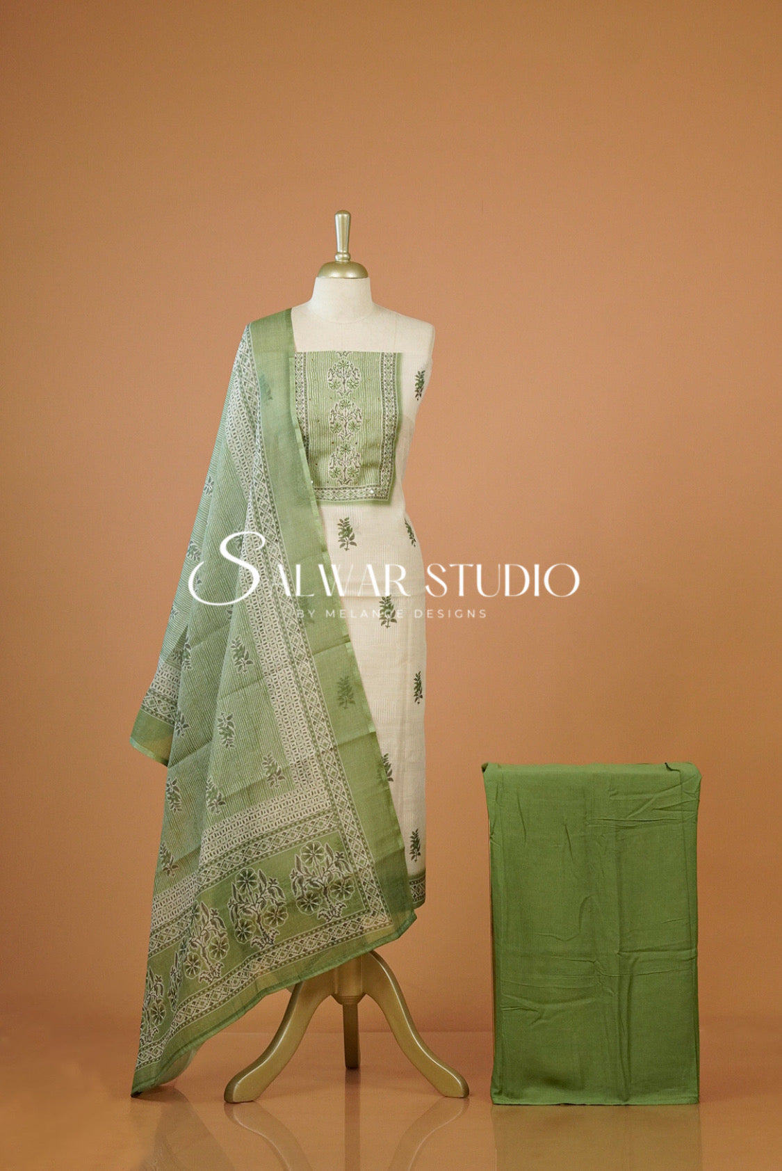 Linen Embroidery Unstitched Salwar Suit Dress Material Front View