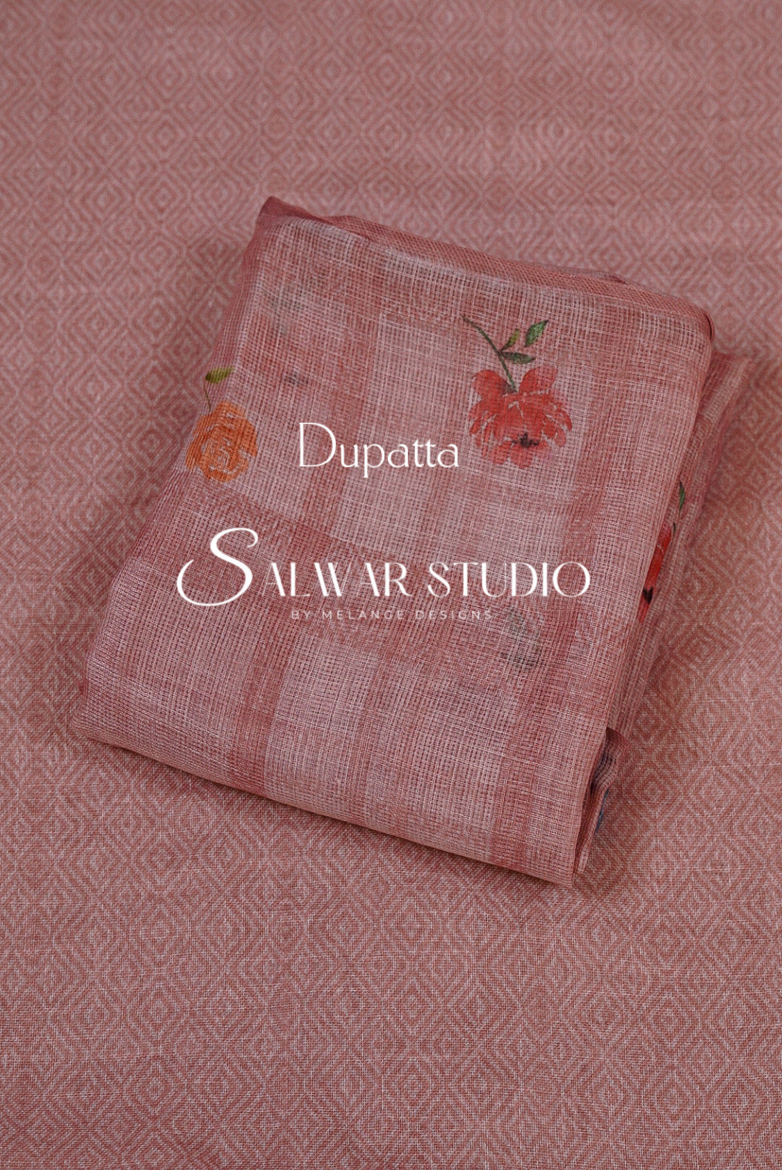 Linen Embroidery Semi Stitched Salwar Suit Dress Material Melon Peach AC0227