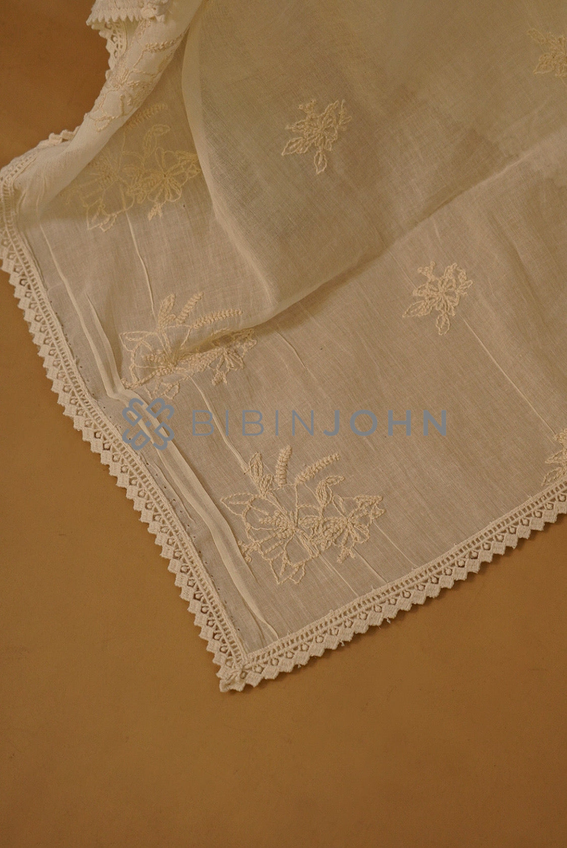 Mul Cotton Embroidery Dupatta For Women side view.
