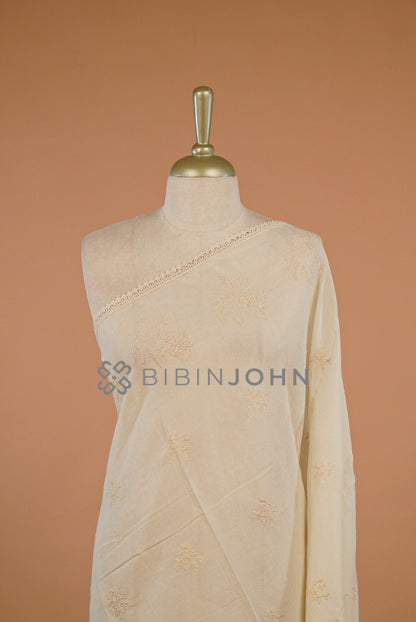 Mul Cotton Embroidery Dupatta For Women close view.