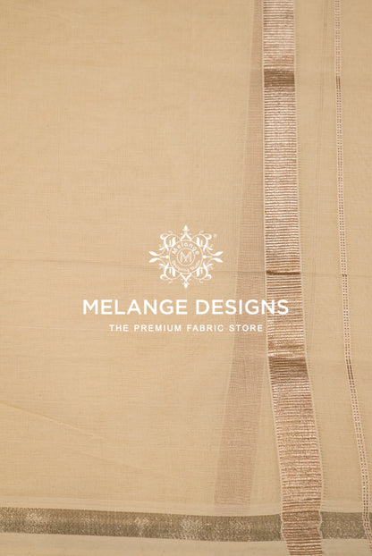 Premium Cotton Dhoti for Men Off-White with  Metallic Zari  Border 