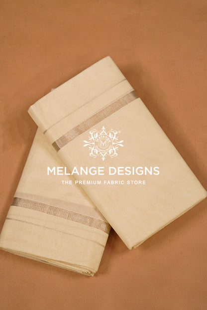 Premium Cotton Dhoti for Men Off-White with  Metallic Zari  Border 