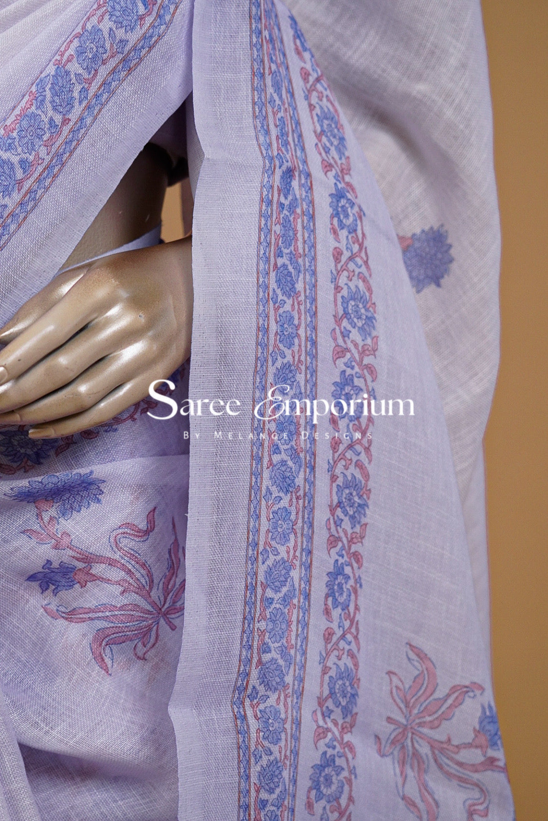 Printed Art Linen Saree For Women