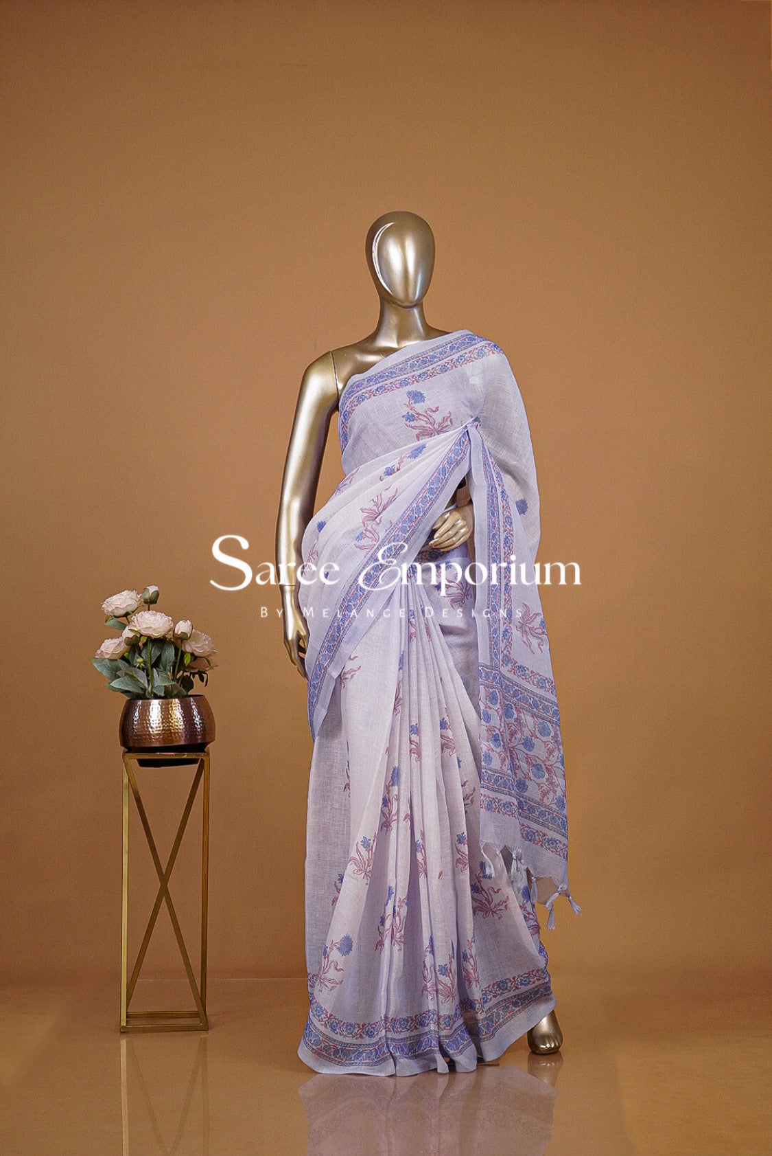 Printed Art Linen Saree For Women
