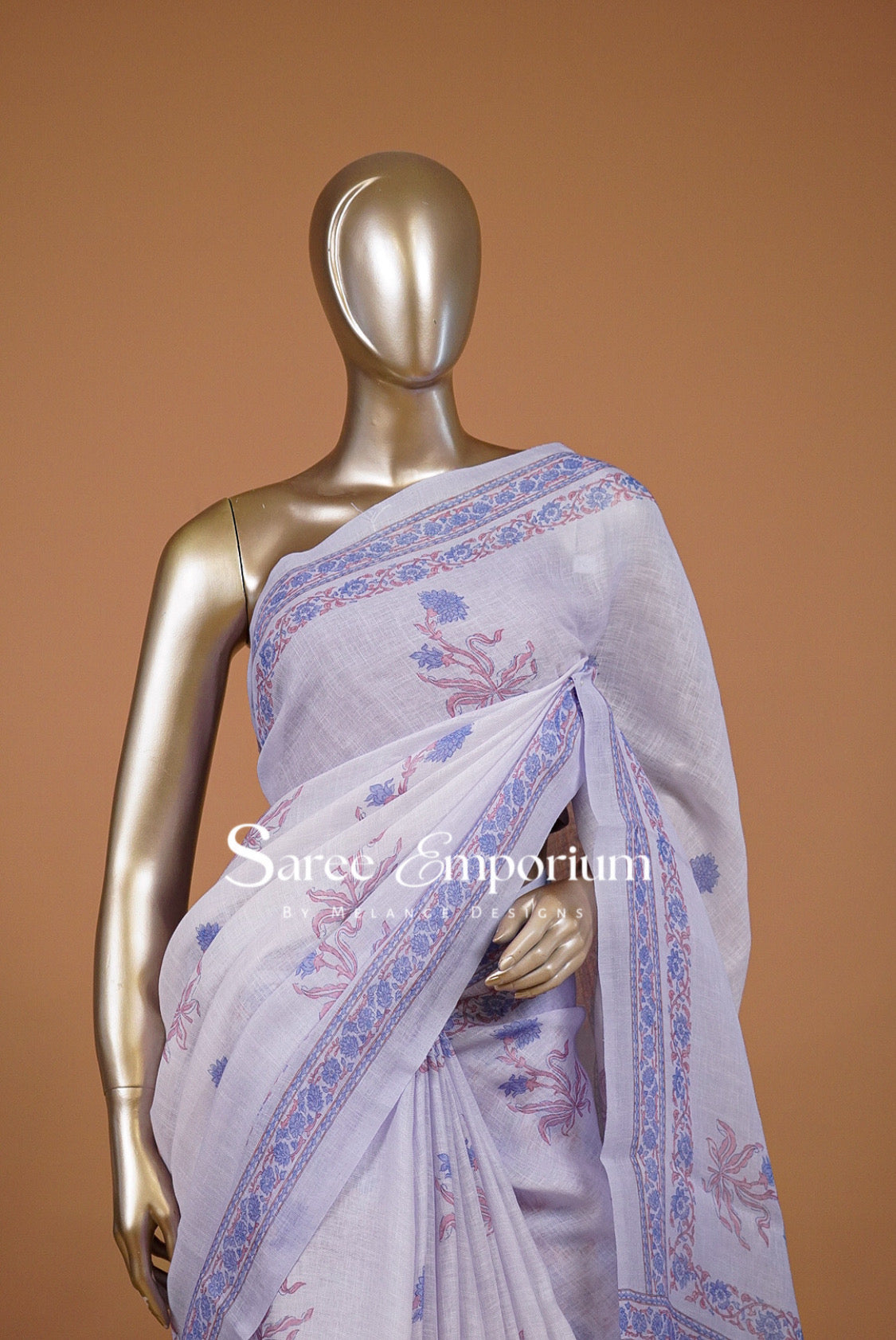 Printed Art Linen Saree For Women