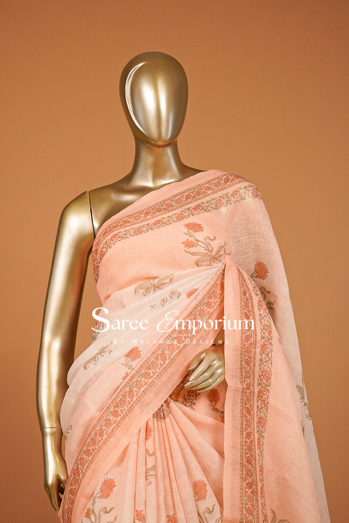 Printed Art Linen Saree For Women