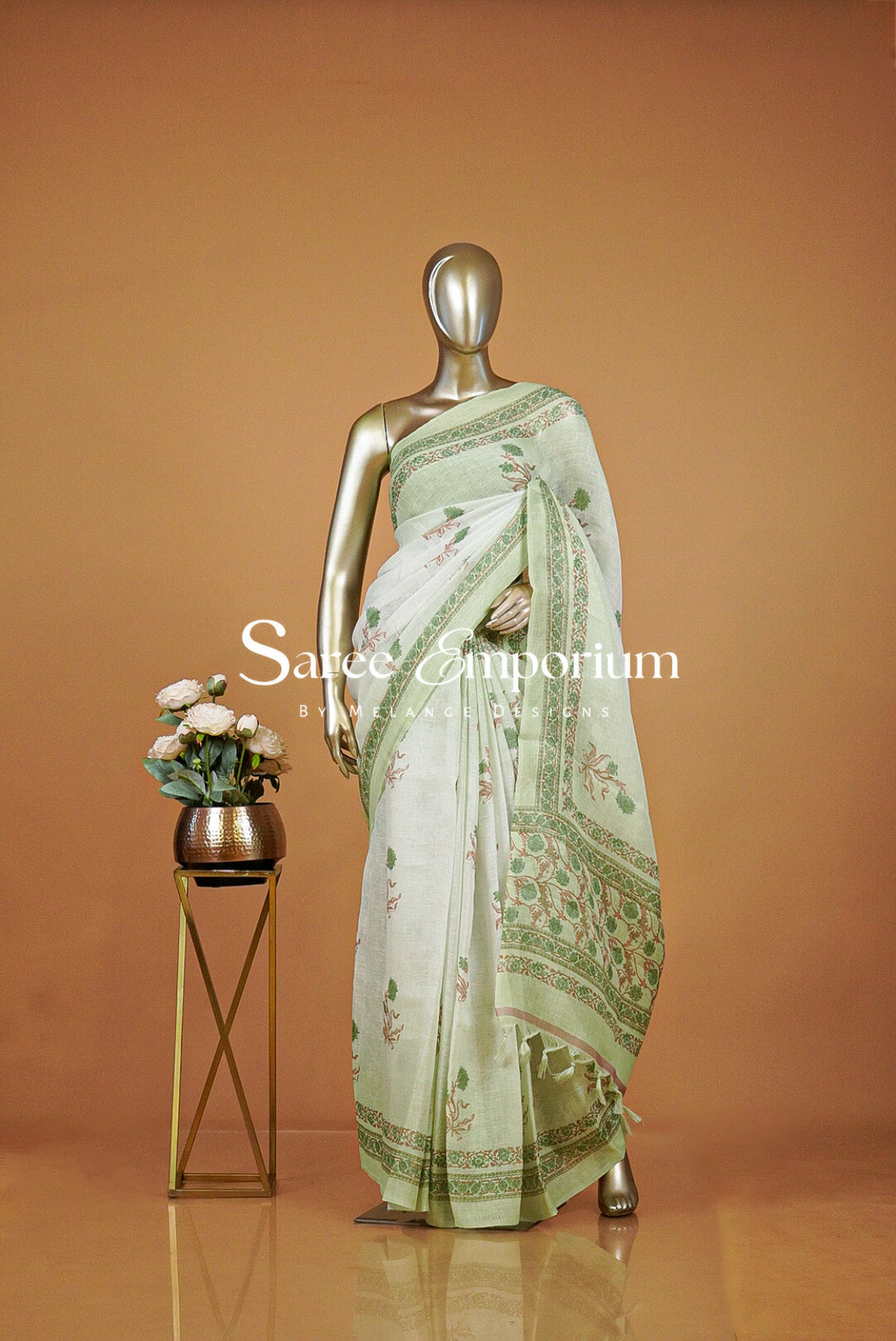 Printed Art Linen Saree For Women 