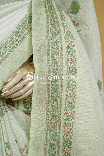 Printed Art Linen Saree For Women MDS0372