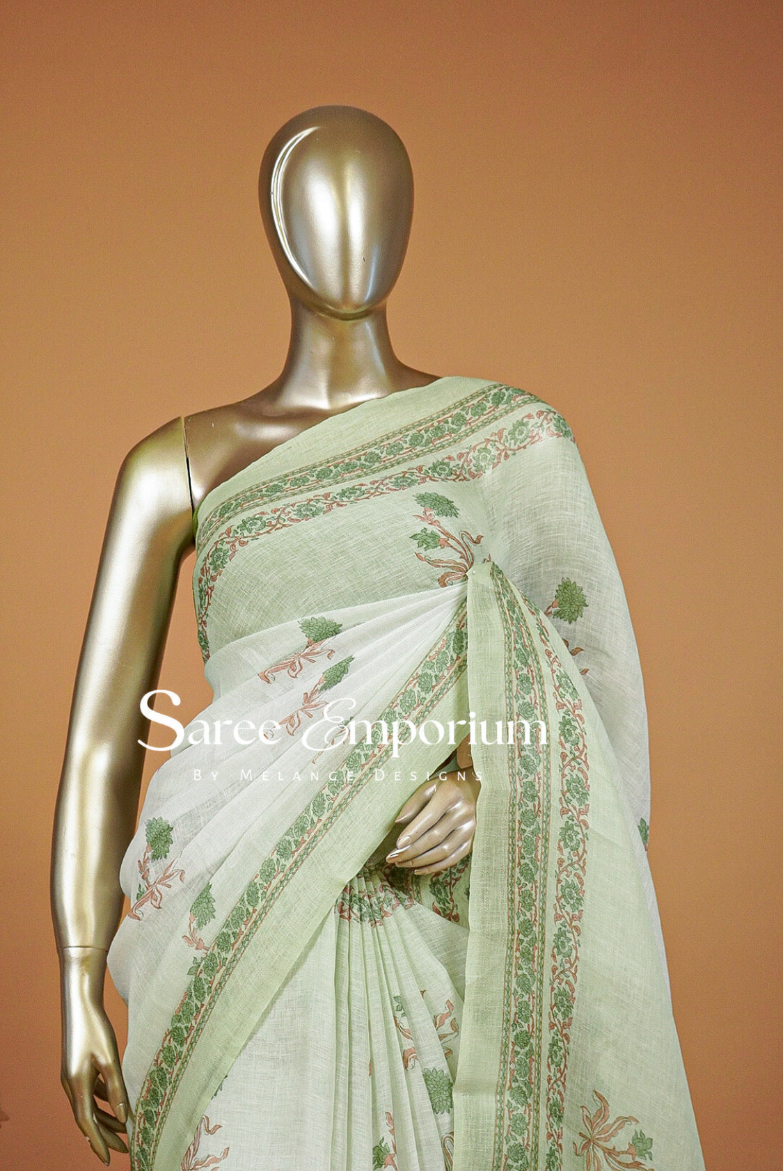 Printed Art Linen Saree For Women 