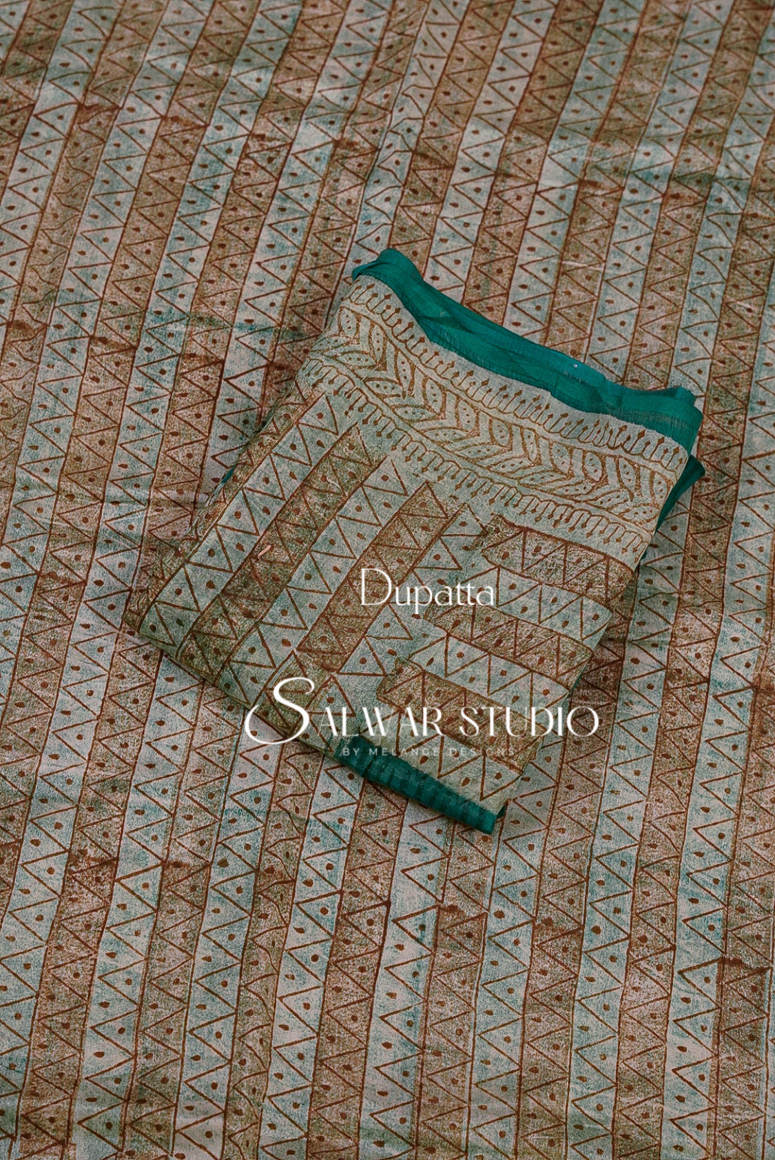 Printed Chanderi Unstitched Salwar Suit Dress Material Sea Green AC0203
