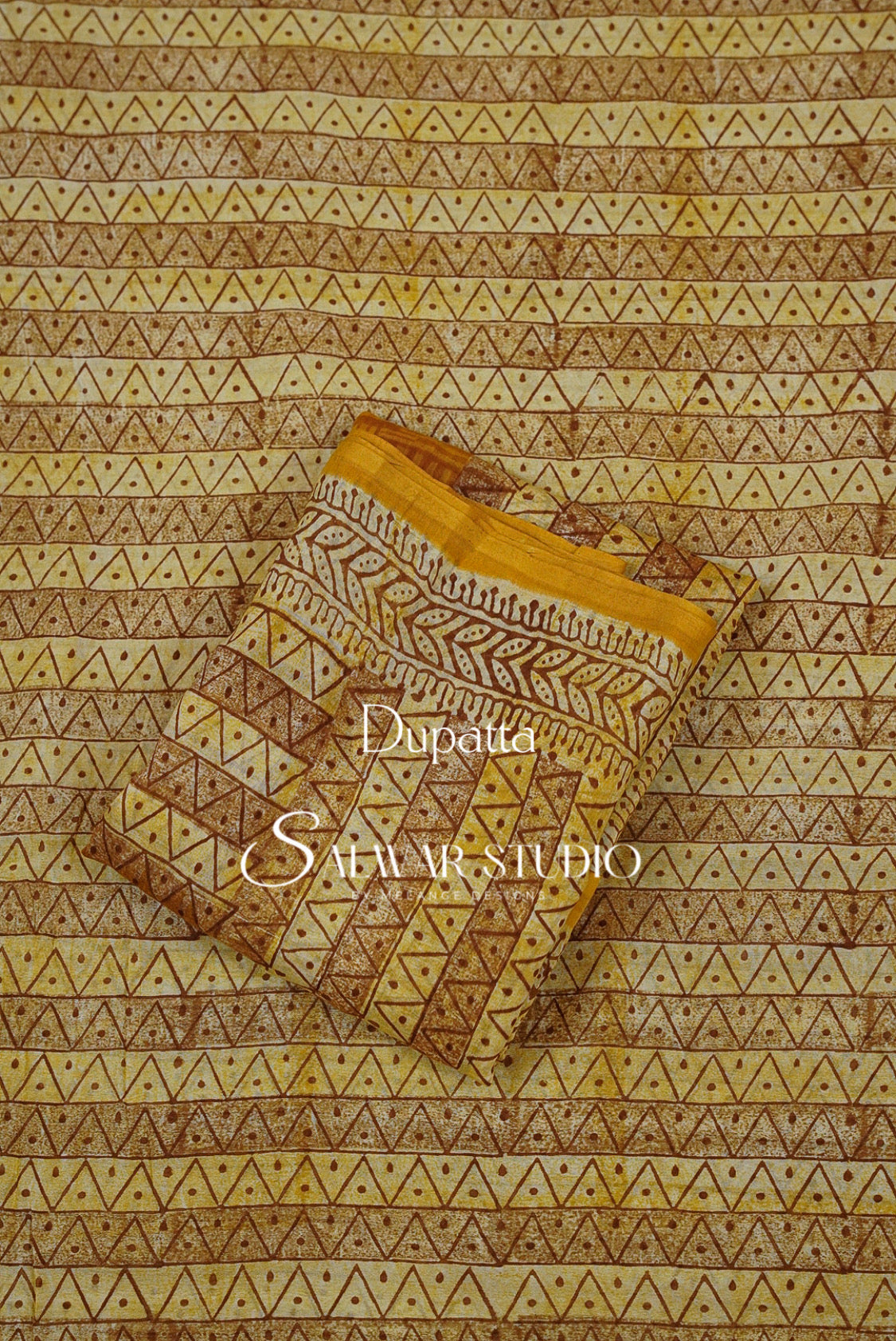 Printed Chanderi Unstitched Salwar Suit Dress Material Yellow AC0205