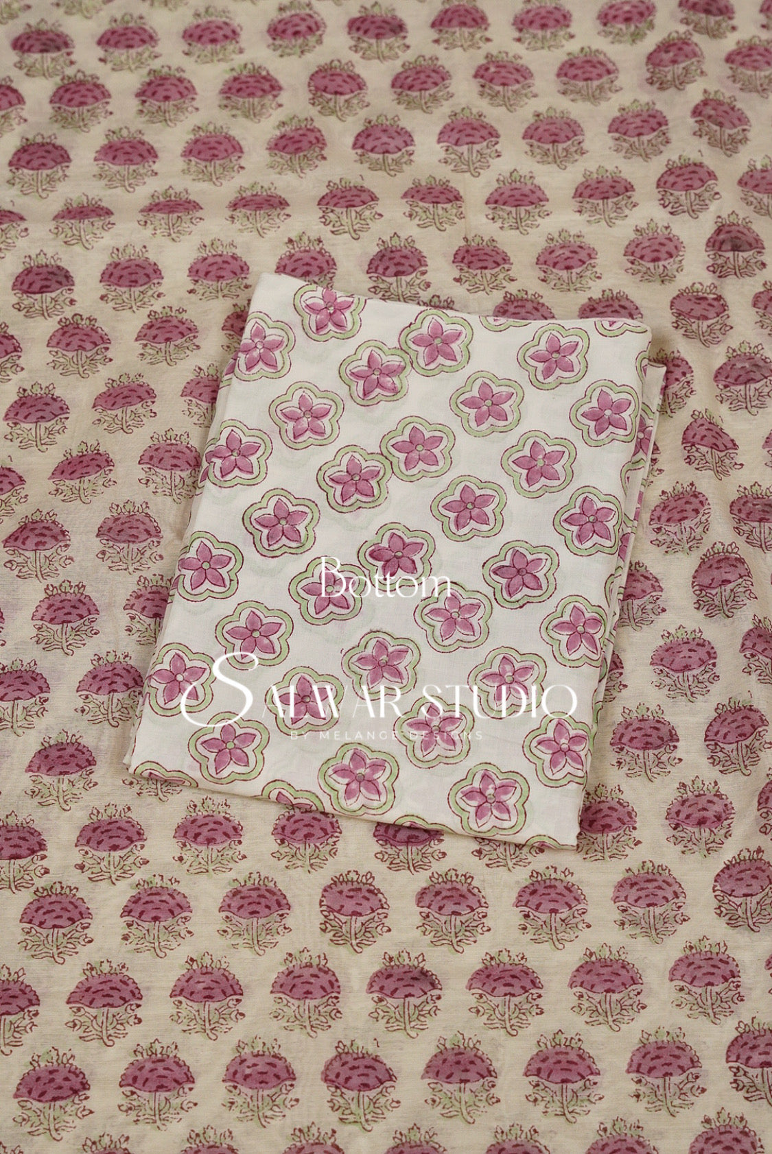 Printed Chanderi Unstitched Salwar Suit Dress Material  Off White Bottom