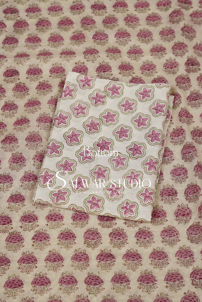 Printed Chanderi Unstitched Salwar Suit Dress Material  Off White Bottom