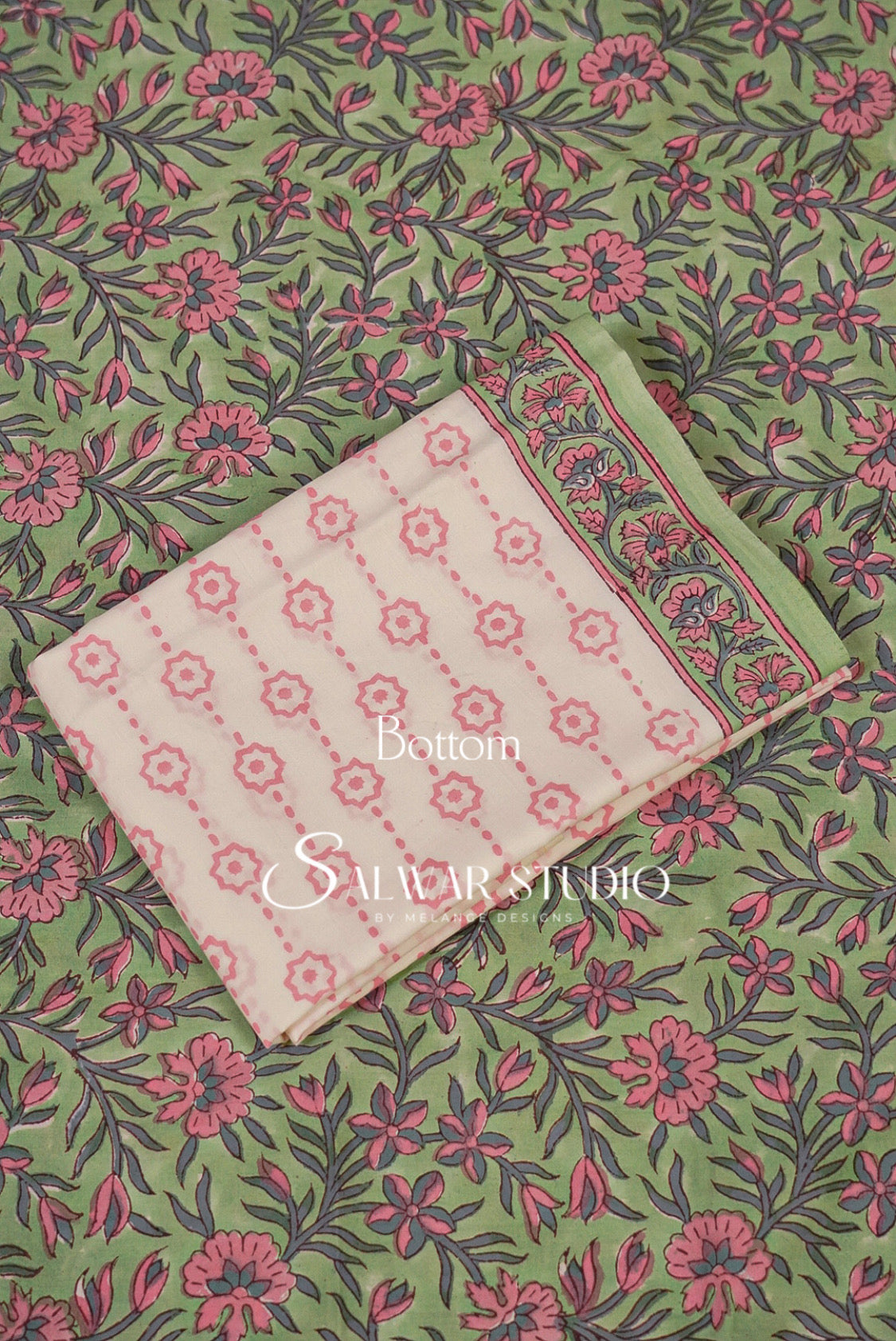 Printed Cotton Unstitched Salwar Suit Dress Material Mint Green AC0170