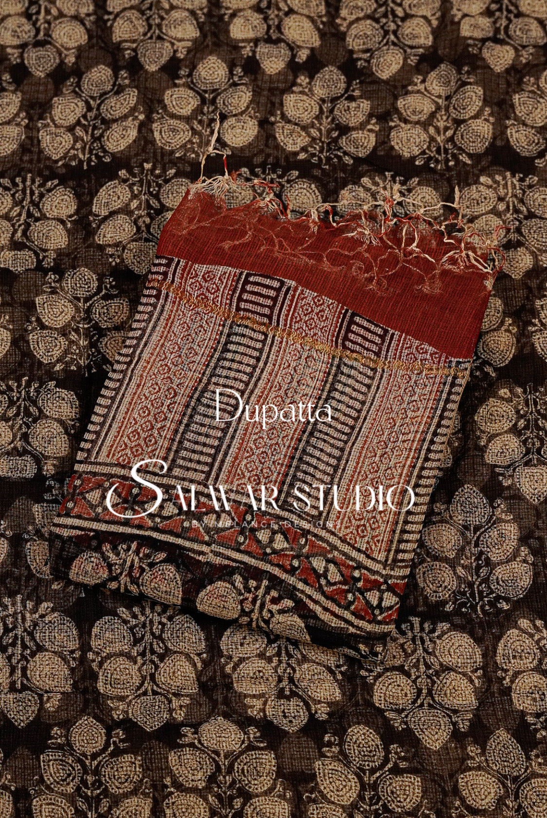 Printed Cotta Unstitched Salwar Suit Dress Material  Black  AC0358