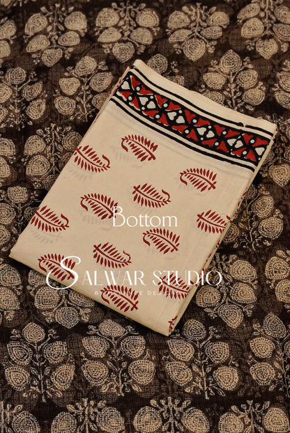 Printed Cotta Unstitched Salwar Suit Dress Material  Black  AC0358