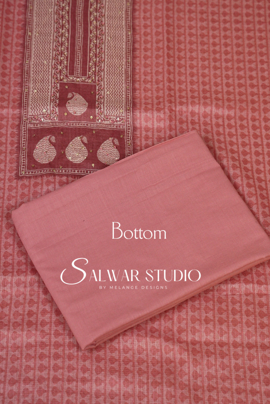 Printed Cotta Unstitched Salwar Suit Dress Material Dusty Rose Pink AC0180