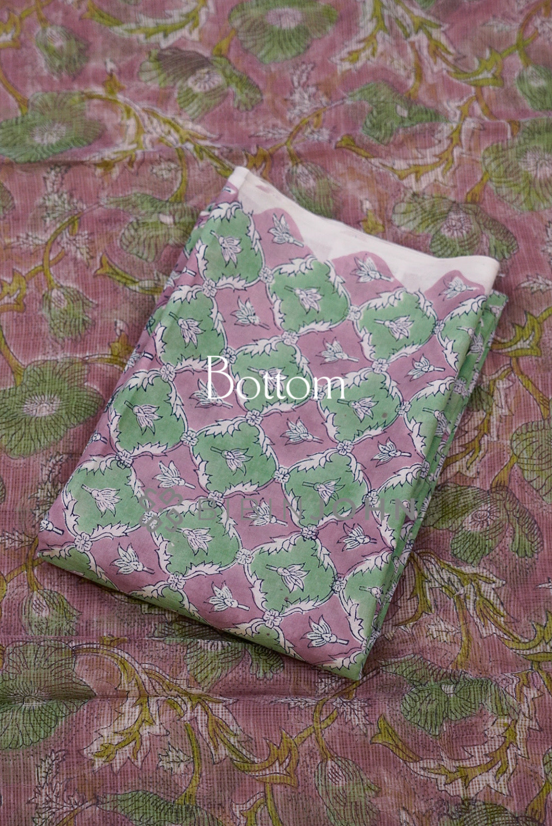 Printed Cotta Unstitched Salwar Suit Material Dusty Mauve bottom