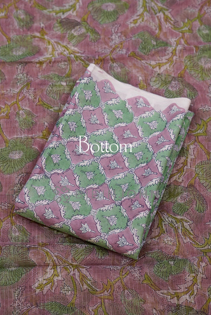 Printed Cotta Unstitched Salwar Suit Material Dusty Mauve bottom