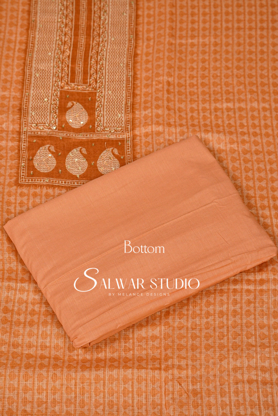 Printed Cotta Unstitched Salwar Suit Dress Material peach AC0179