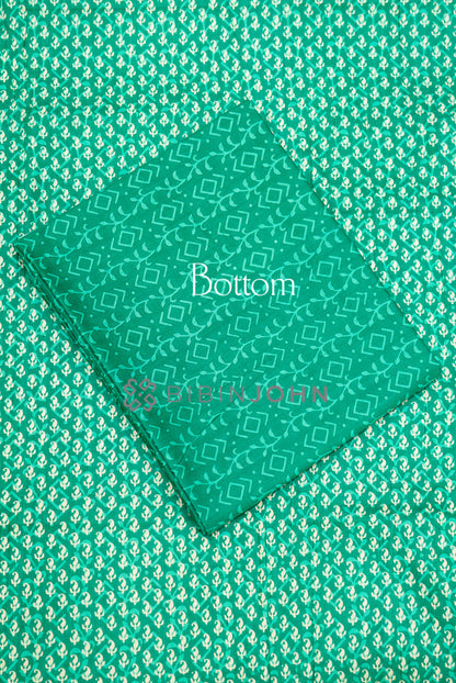 Printed Cotton Unstitched Salwar Suit Material Emerald Teal Green  BOTTOM