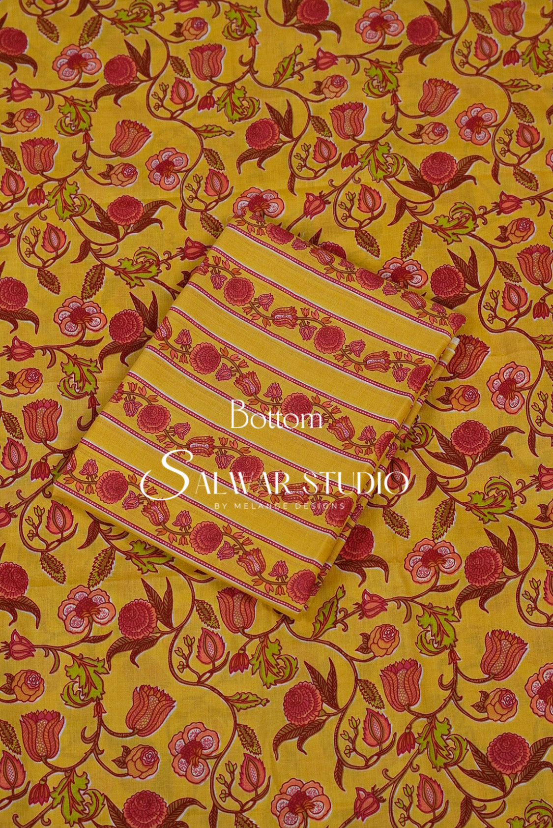 Printed Cotton Unstitched Salwar Suit Dress Material Yellow AC0197