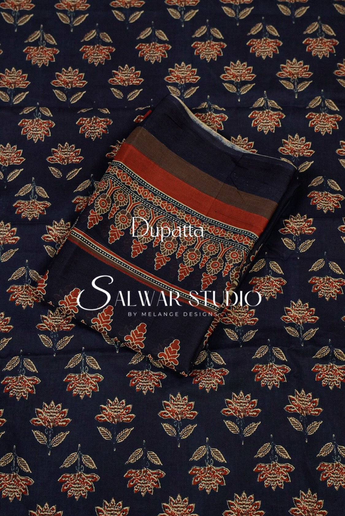 Printed Cotton Unstitched Salwar Suit Dress Material Blue Black AC0212