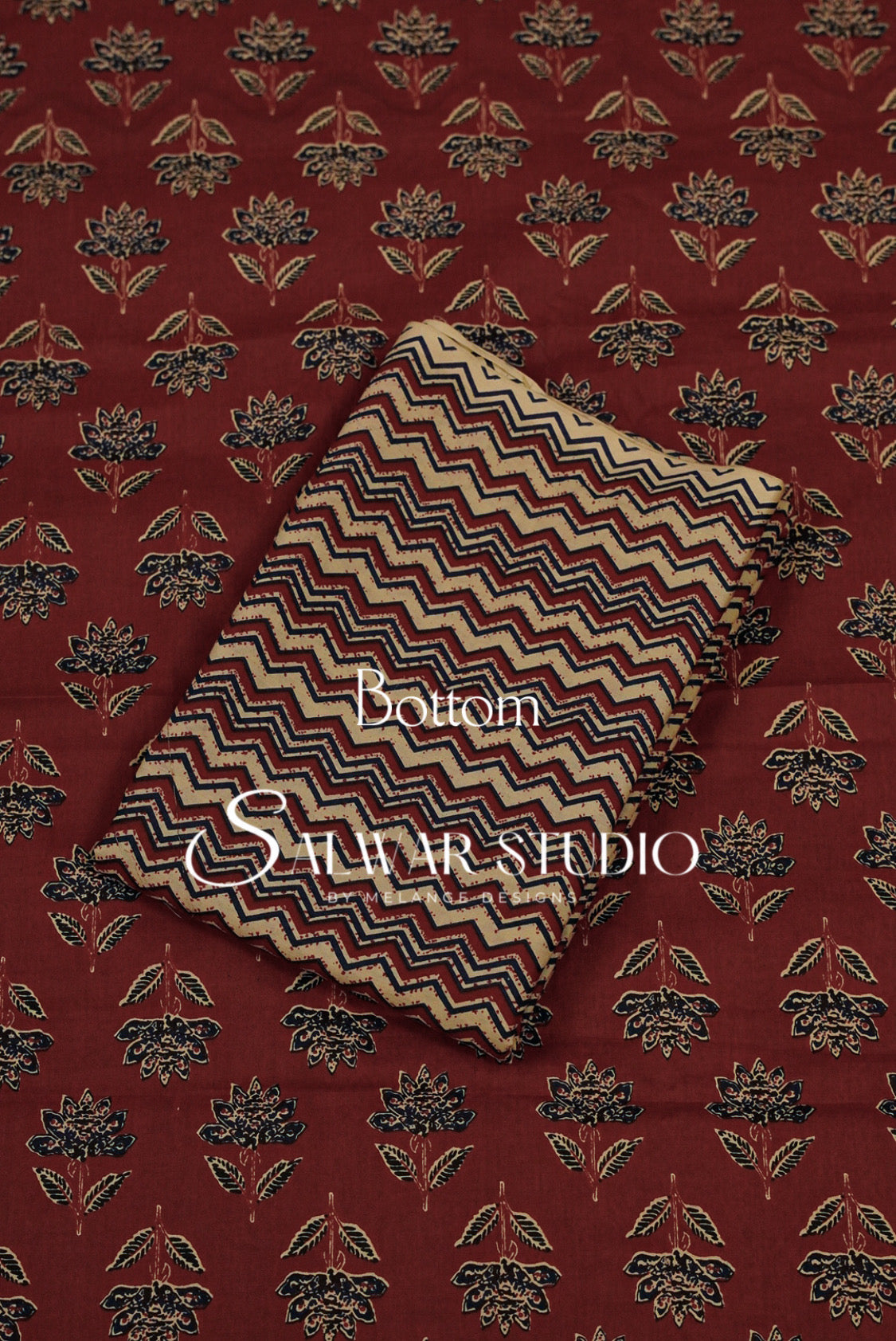 Printed Cotton Unstitched Salwar Suit Dress Material Burnt Red AC0213