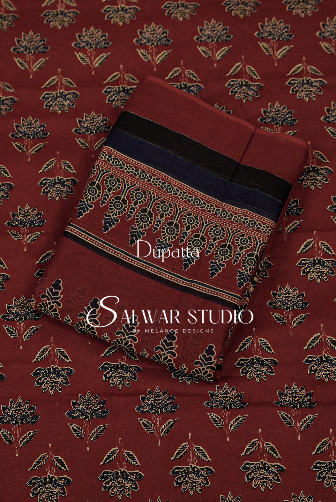 Printed Cotton Unstitched Salwar Suit Dress Material Burnt Red AC0213