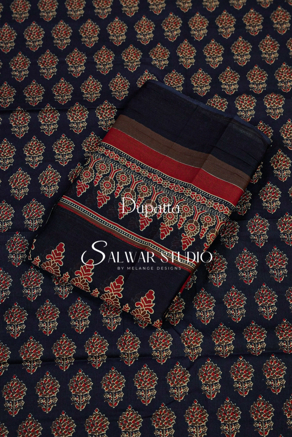 Printed Cotton Unstitched Salwar Suit Dress Material Space Blue AC0218