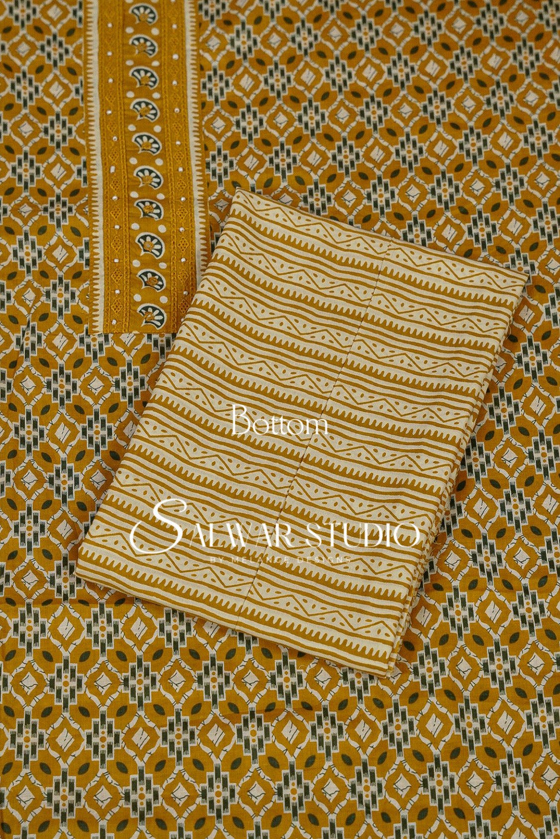 Printed Cotton Unstitched Salwar Suit Dress Material  Mustard Yellow AC0240