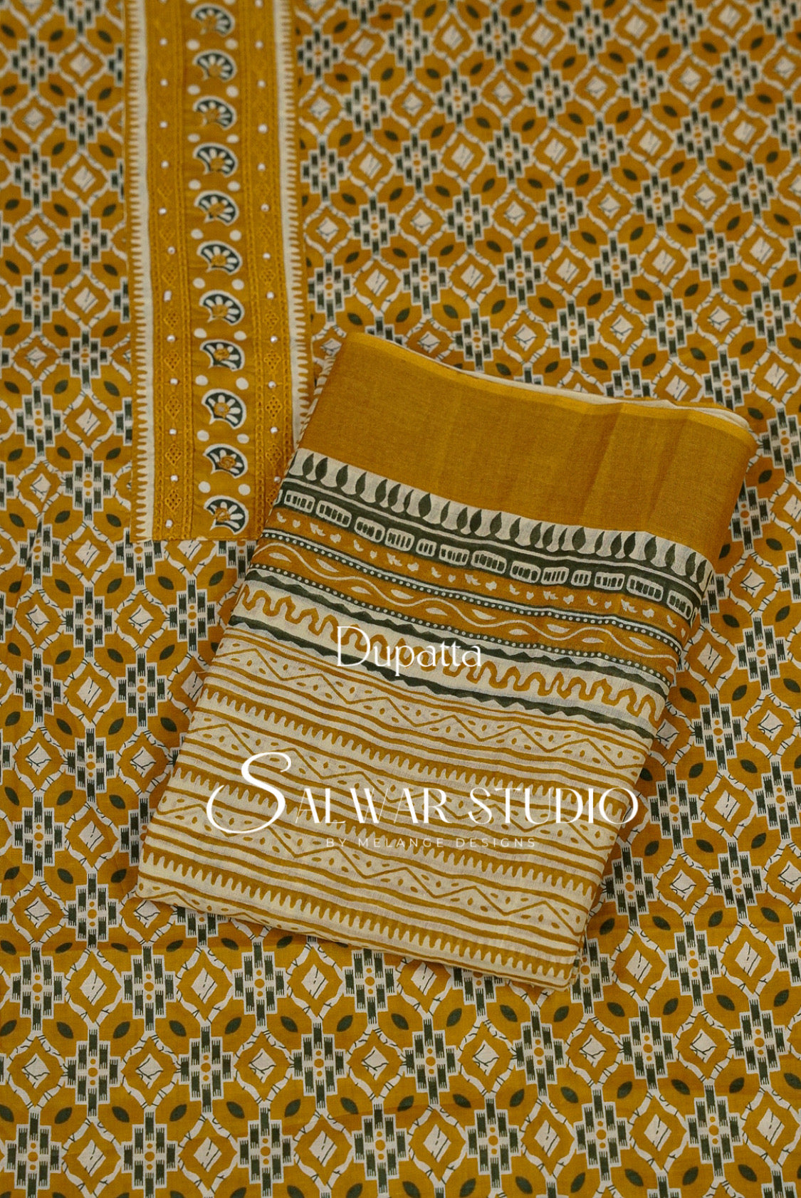 Printed Cotton Unstitched Salwar Suit Dress Material  Mustard Yellow AC0240