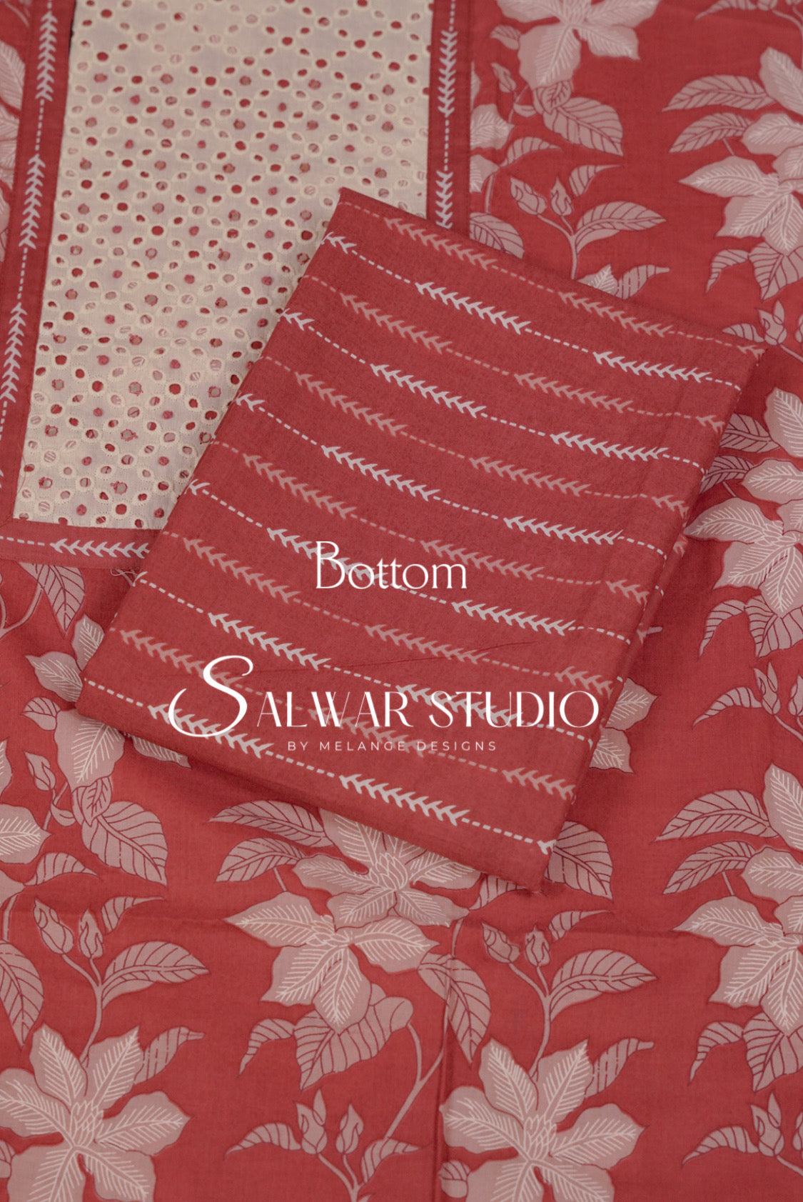 Printed Cotton Unstitched Salwar Suit Dress Material Warm Brick Red AC0262