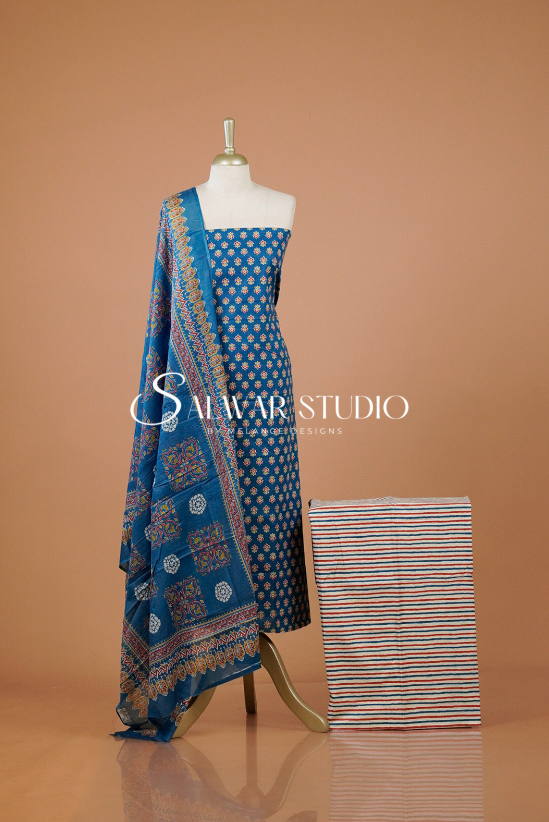 Printed Cotton Unstitched Salwar Suit Dress Material Front View