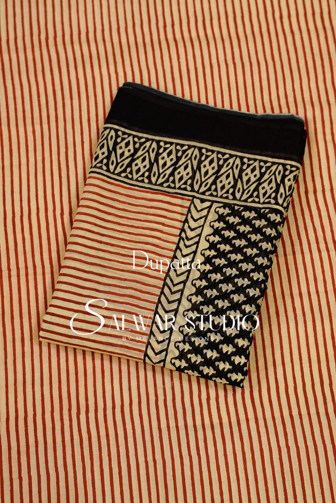 Printed Cotton Unstitched Salwar Suit Dress Material Cream with Rust-Red AC0323