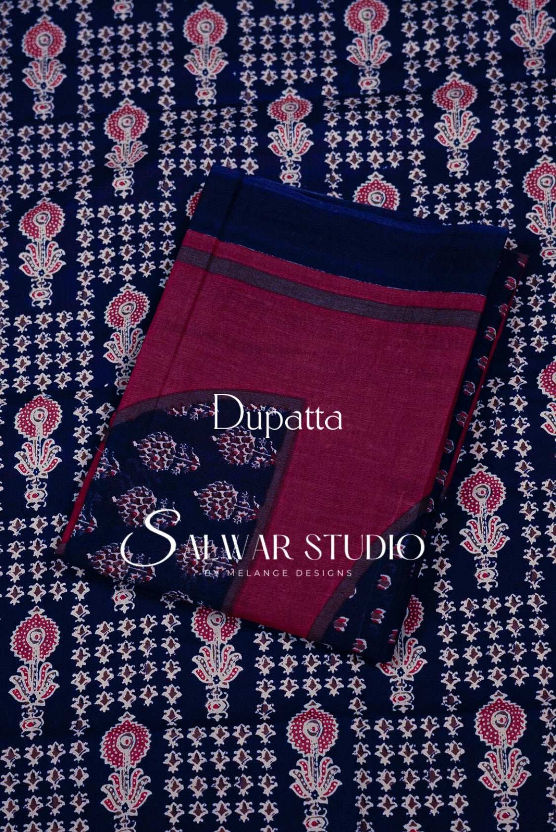 Printed Cotton Unstitched Salwar Suit Dress Material Navy Blue AC0325