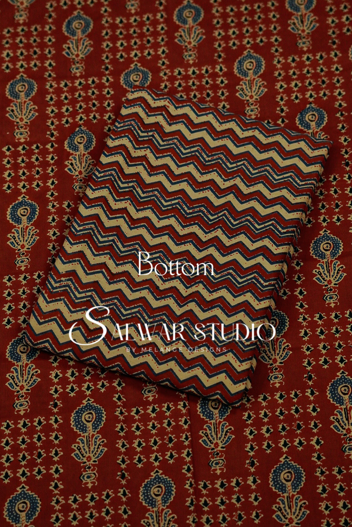 Printed Cotton Unstitched Salwar Suit Dress Material Rust Red AC0326