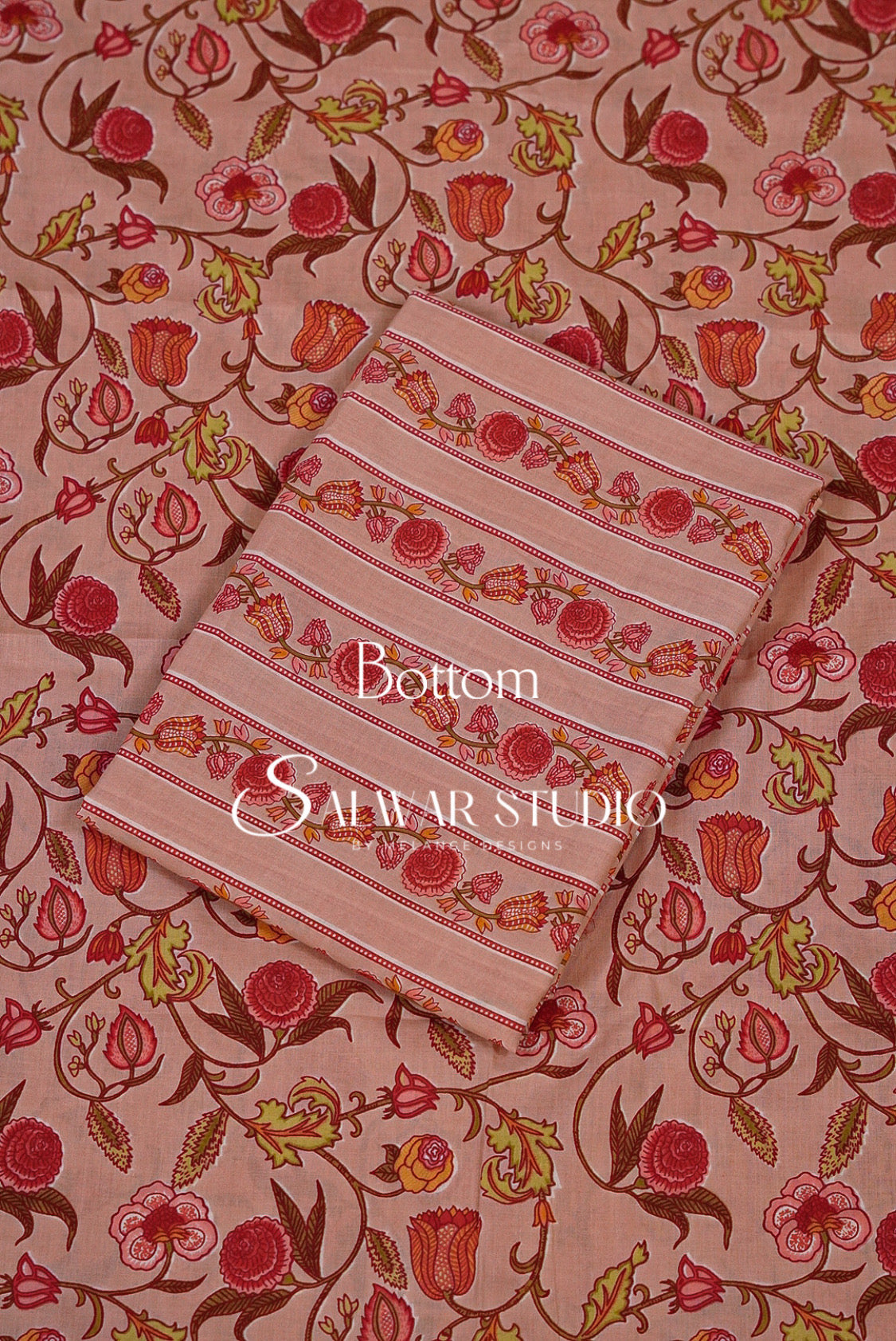 Printed Cotton Unstitched Salwar Suit Dress Material Sugared Peach AC0194