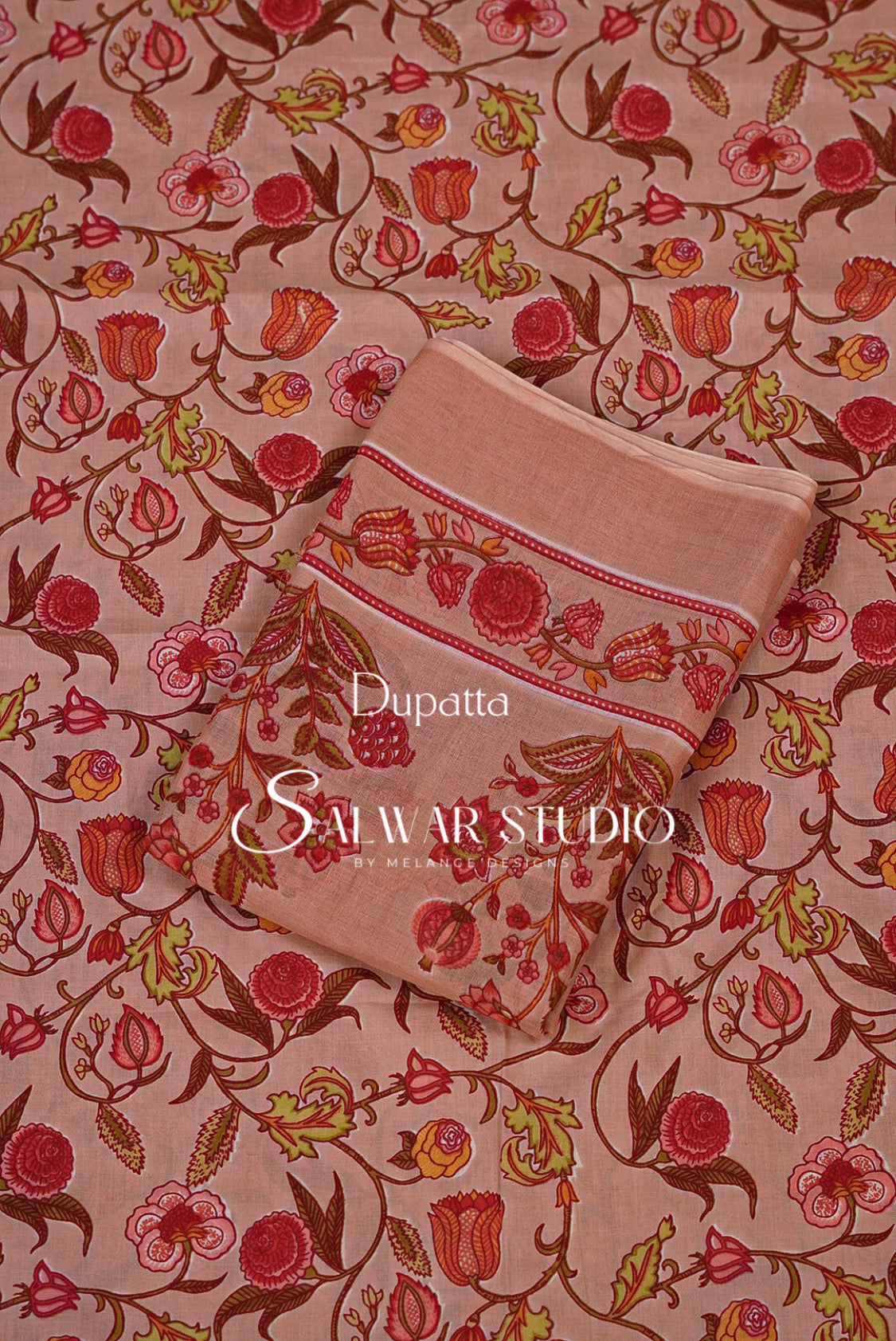 Printed Cotton Unstitched Salwar Suit Dress Material Sugared Peach AC0194