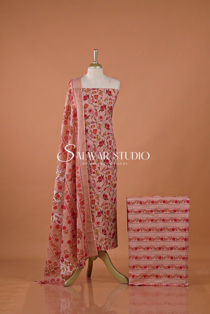 Printed Cotton Unstitched Salwar Suit Dress Material Sugared Peach AC0194