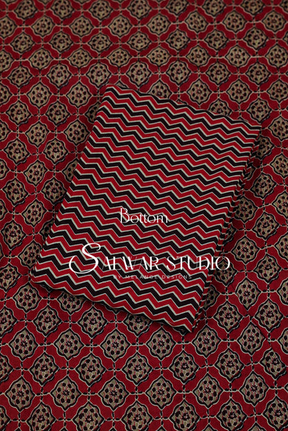 Printed Cotton Unstitched Salwar Suit Dress Material Warm Brown AC0250