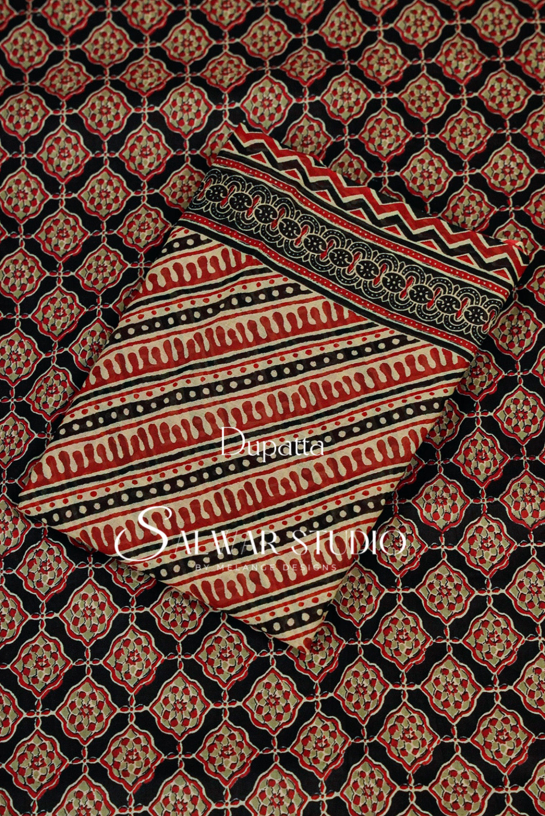 Printed Cotton Unstitched Salwar Suit Dress Material Black AC0253