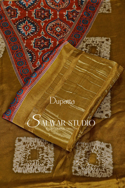 Satin Silk Unstitched Salwar Suit Dress Material Mustard Yellow AC0256