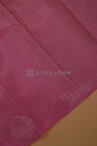Semi Silk Saree For Women Deep Rose Pink pallu