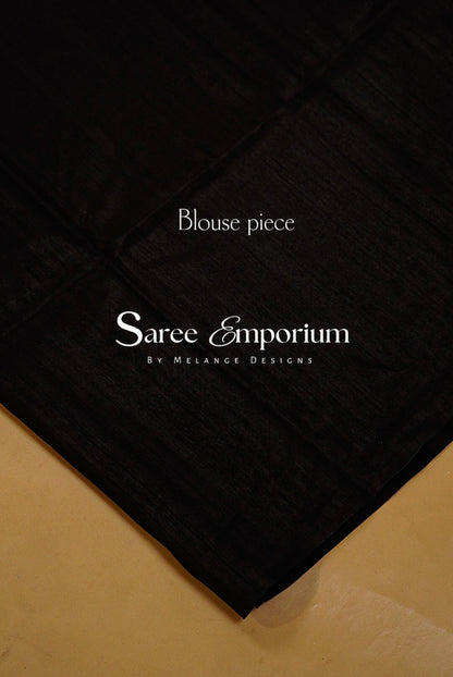 Semi Silk Embroidery Saree For Women Black