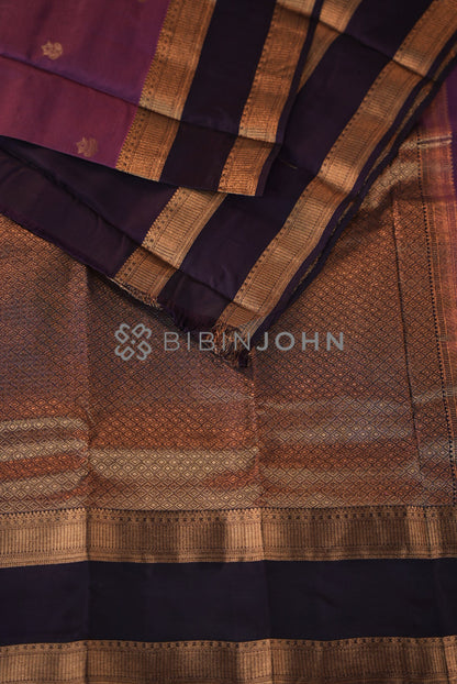 Semi Silk Saree For Women Plum close view