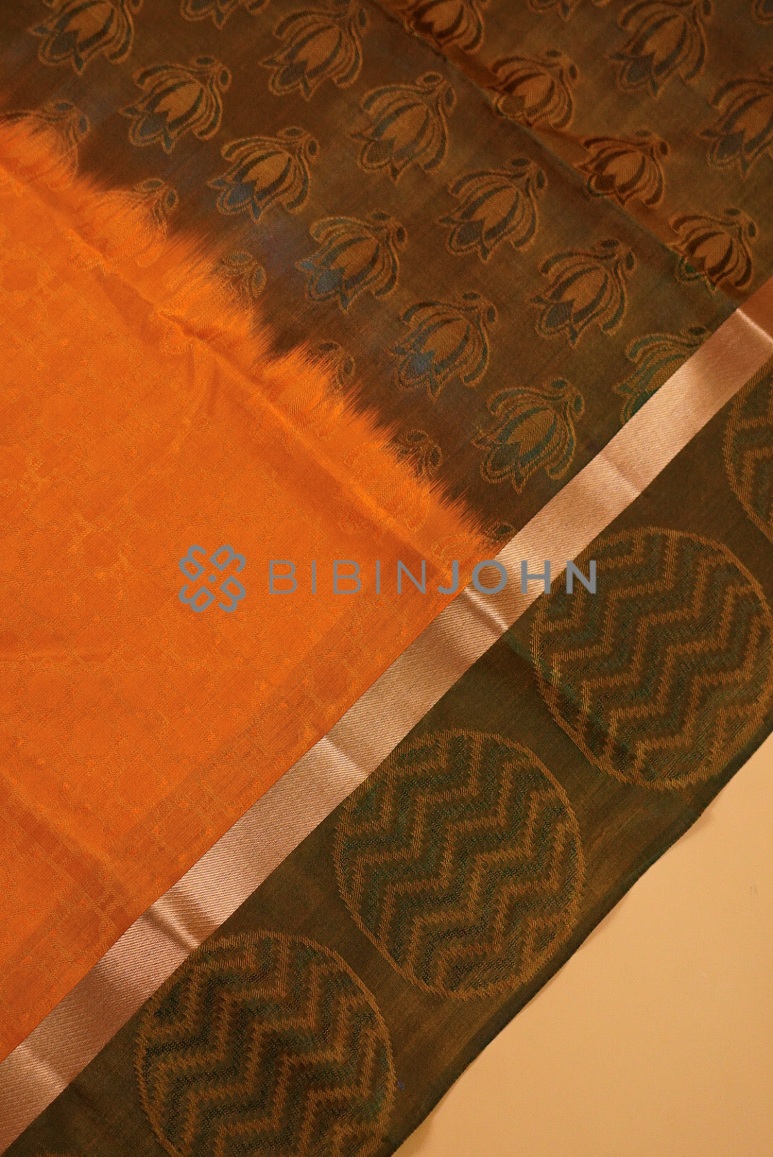 Semi Silk Saree For Women Burnt Orange PALLU